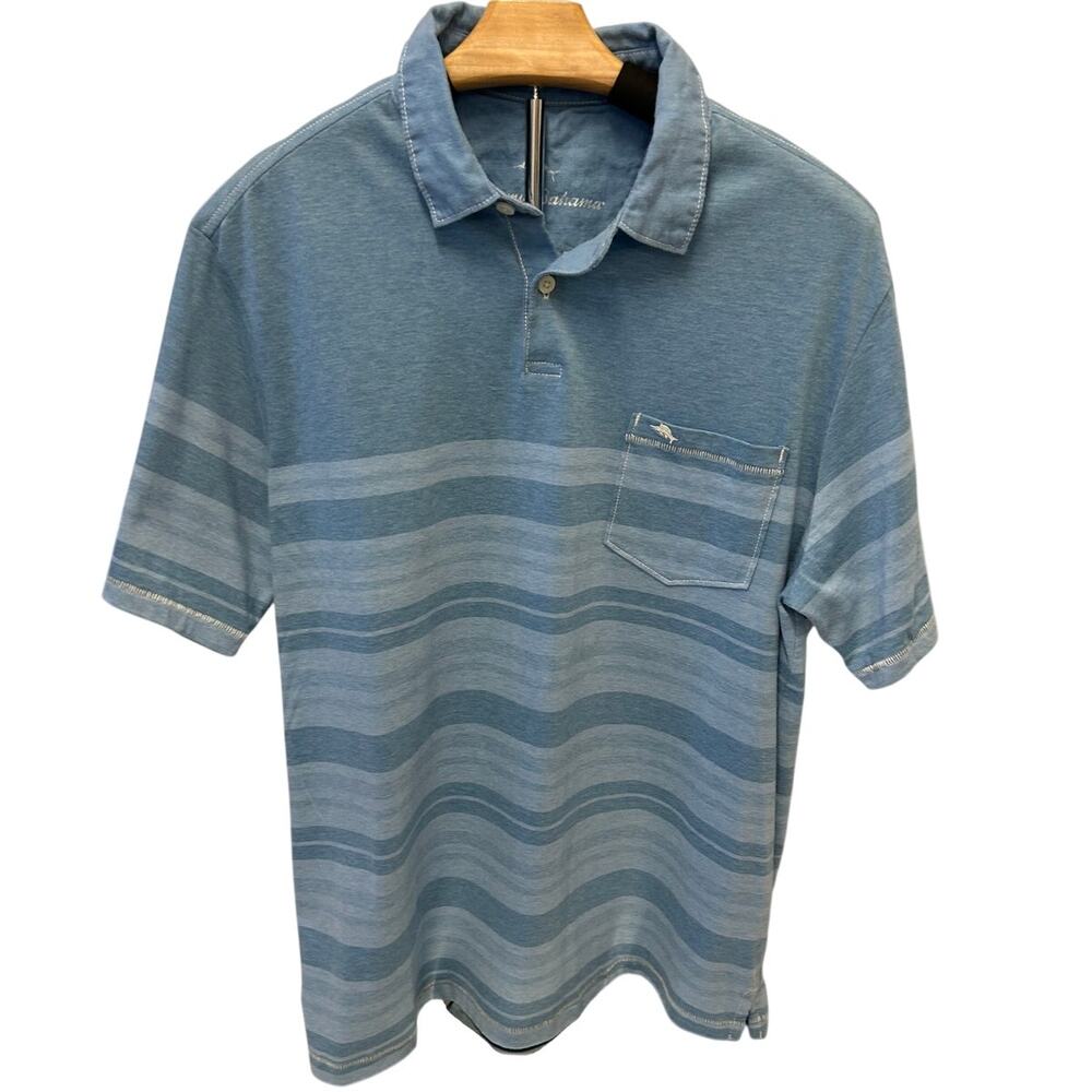 Tommy Bahama Blue short sleeve Polo shirt size Mens medium